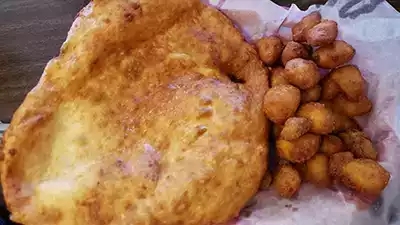 Scone and fried cheese curds